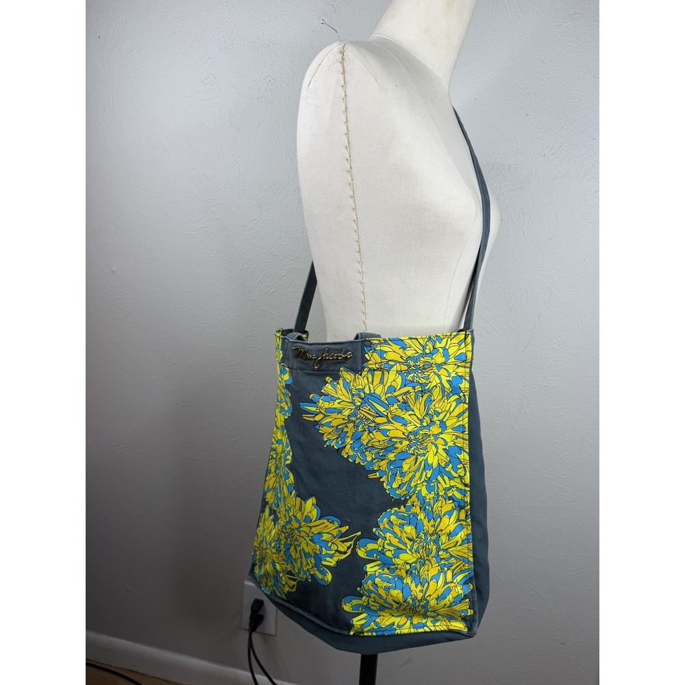 Marc By Marc Jacobs Canvas Floral Tote Crossbody shoulder Bag Green Yellow Y2K - Picture 5 of 7